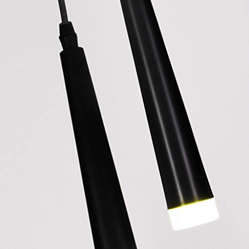 Lámpara colgante de diseño posmoderno con tubos cónicos negros LED y luz cálida ambiental 5