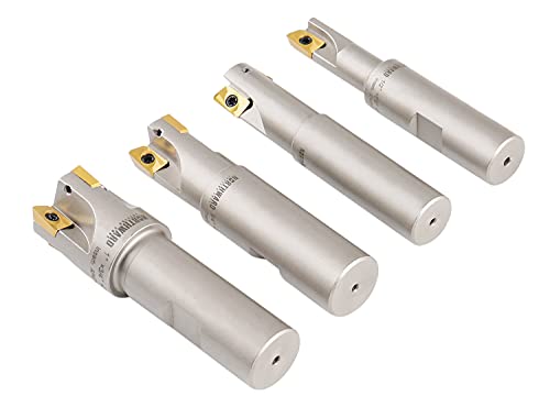 Accusize Industrial Tools 4 Pc 90 Deg Indexable End Mill Set With Apkt11T3 Inserts, Cutter Diameter Includes 1/2'', 5/8'', 3/4'' And 1'', 0028-8416 #TOP4