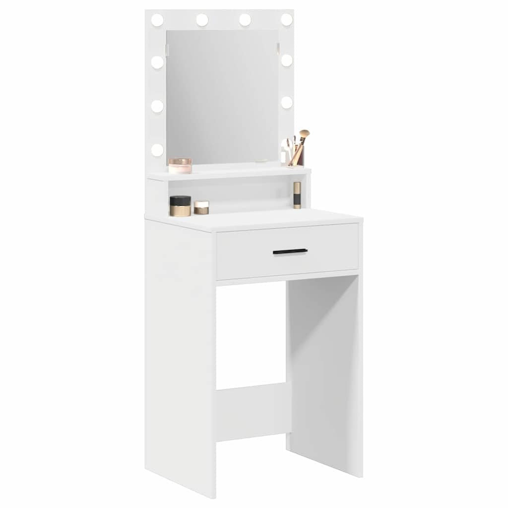 vidaXL Mesa Tocador con cajón 50 x 41 x 135 cm Madera de ingeniería, Vanidad Rectangular Elegante, tocador Moderno con Espejo LED, Organizador Compacto para el Dormitorio