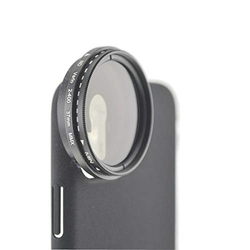 SYSTEM-S Filtro ND Vario de 37 mm de Densidad Neutra Negro con Funda para iPhone 12 Pro MAX