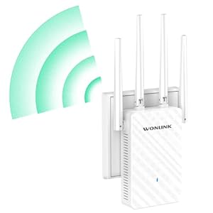 WONLINK WLAN-Verstärker, WLAN Repeater 1200 Mbit/s Dual Band und Internet Verstärker mit 4 Antennen, LAN/WAN Port, WPS, MU-MIMO, Repeater/Router/AP Modus, Signalstärkeanzeige für Zuhause und Büro