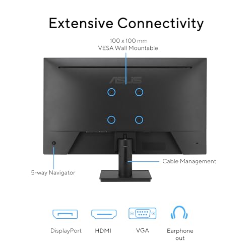 Image of ASUS 24 inch 1080P Computer Monitor (VA249QG) - IPS, Full HD, 120Hz, 1ms, Adaptive-Sync, 99% sRGB, Speakers, HDMI, DisplayPort, VGA, Low Blue Light, Flicker-Free, VESA Mountable, 3yr Warranty