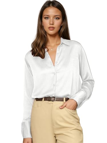 Image of Aahwan Women Satin Regular Fit Black Solid Button Up Drop Shoulder Officewear Casual Formal Long Sleeve Shirt