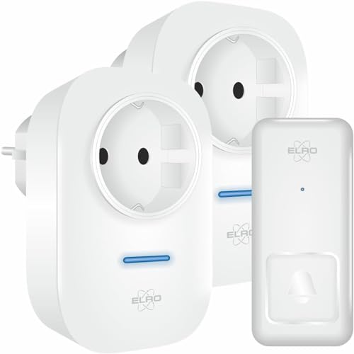 ELRO DB4000 Kit de sonnette de porte Kinetic sans fil - Avec 2 récepteurs enfichables avec prise - Pas de piles nécessaires - 150 m