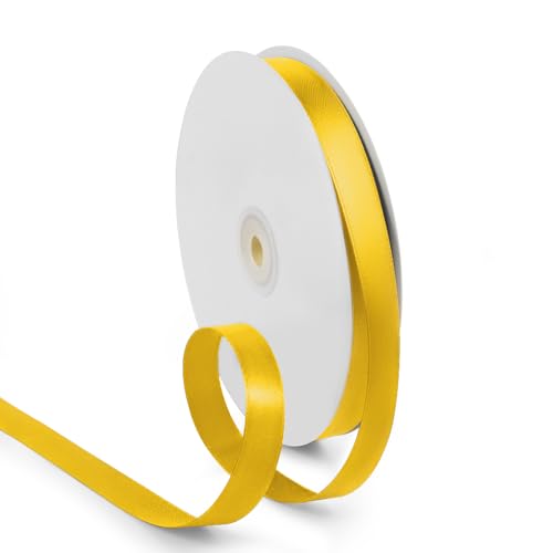 HimBen 5/8 Inch 100 Yards Satin Ribbon Yellow, Solid Color Fabric Ribbon for Gift Wrapping, Wedding, Polyester Gift Ribbon for Birthday Party Decoration, Craft, Hair, Floral, Sewing