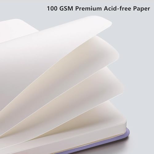 Image of RETTACY Blank Journal Notebook, 192 Pages, A5 Medium Size (5.7'' x 8.3'') | Leather Hardcover, 100 GSM Thick Paper, for Sketching, Drawing, Painting (Purple)