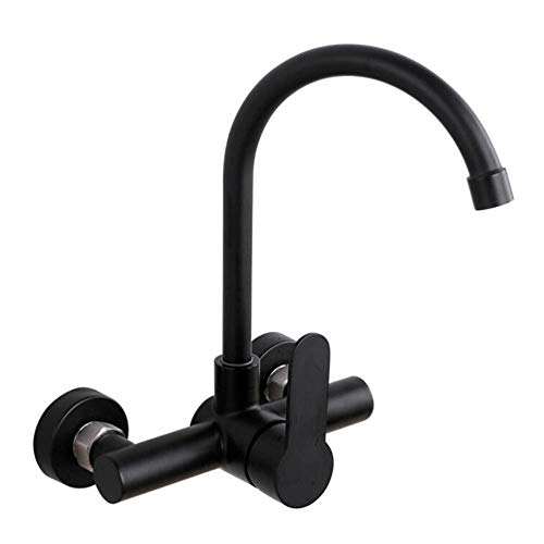 Grifo de pared para cocina rustica o moderna con agua fria y acabado negro mate
