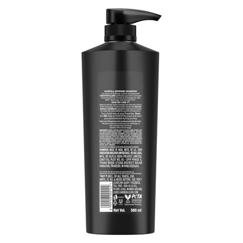 TRESemme Hairfall Defense+ Shampoo 580ml With Keratin Fillers | Longer and Stronger hair | Prevents Hair Fall due to Breakage | Paraben-Free