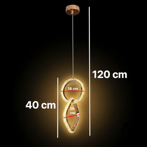 Image of Groeien 12W 3 Color Gold LED Diamond Orbit Pendant, Home Ceiling Lamp