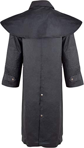 Acerugs Long Black Mens Oil Cloth Oilskin Western Australian Waterproof Duster Coat Jacket Heavy Duty Warm Tough (3Xl) #TOP4