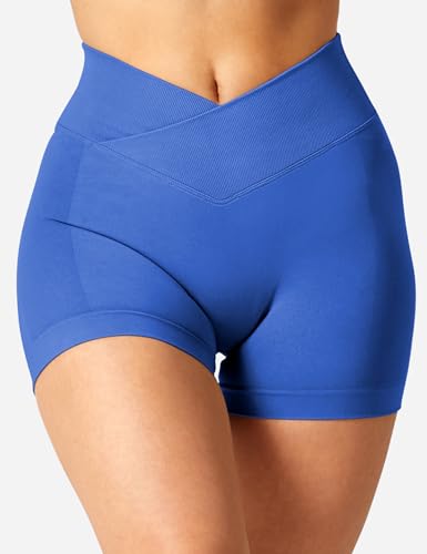 Image of YEOREO Scrunch Butt Workout Shorts Women 3.5 inch Seamless V Cross Waist Sport Gym Amplify Shorts