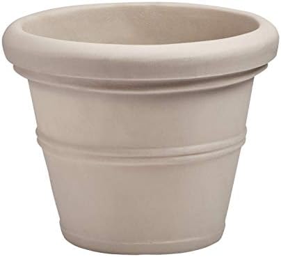 Crescent Garden Brunello Planter, Classic Rolled-Rim Plant Pot, 27-Inch (Weathered Stone)