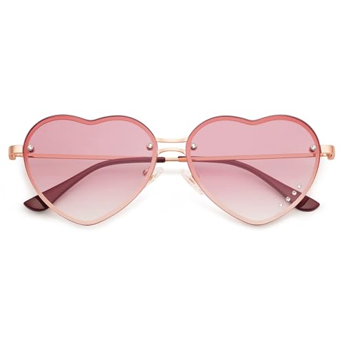 Heart Sunglasses for Women Lovely Trendy Rimless Fun Accessories Rhinestone Sunnies AP3669N