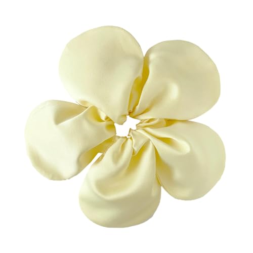 イエローフラワーシュシュ　ヘアゴム　花柄　綿シボ　シワ加工　黄色 イエローフラワーシュシュ ヘアゴム 花柄 綿シボ シワ加工 黄色