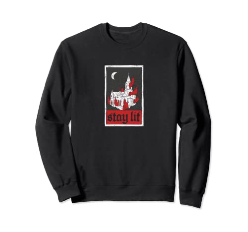 Goth Stay Lit Occult Satan Devil Hell Burning Church Sweatshirt