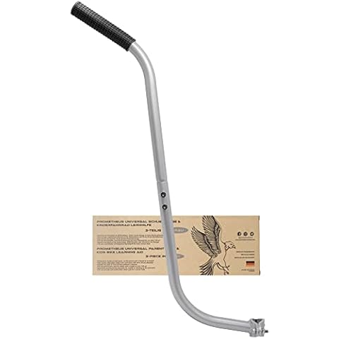 Prometheus 2019 Universal Push Bar for Children's Bicycle 3 Parts Absolutely Non-Slip and Stable Grab Rail in Grey Cover