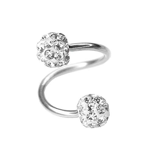 Zittop Steel Twist Helix Cartilage Crystal Ear Stud Body Piercing Earring 16g