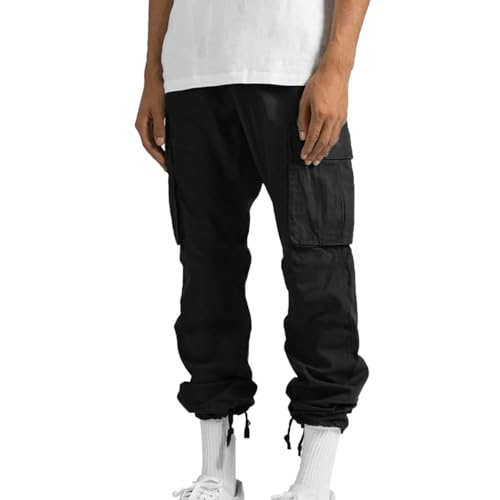 Baggy Cargo Pants Men Elastic Waist Drawstring Relaxed Fit Work Pants Casual Straight Leg Hiking Pant with Pockets2
