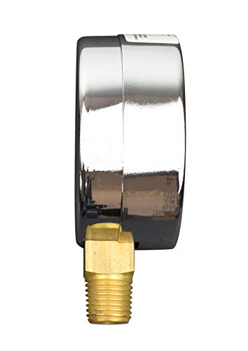 Carbo Instruments 2-1/2" Pressure Gauge, Chrome Plated Steel Case, Dry, Vacuum -30 Hg/0, Lower Mount 1/4" Npt #TOP1