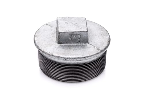 POLBERIS Tapón de hierro fundido de 3/8 pulgadas T9 galvanizado, tapa de hierro fundido, tapón cuadrado para llave