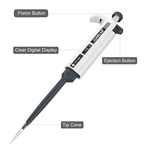 JOANLAB Micropipette 0.5-10ul Manual Adjustable Single Channel Pipettes High Accurate Lab Pipettors with 1000pcs Pipette Tips