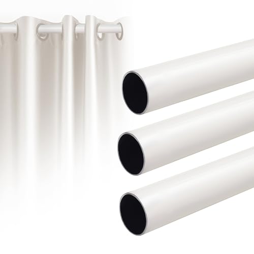 Image of FAPBADRI Curtain Rod /Pipe Heavy Quality Mild Steel for Home /office door, window, shower, 1 inch diameter (25mm), Color - Ivory, Length - 60 inches (5 feet), 3 Pipes