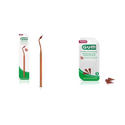 Bundle of GUM Stimulator Permanent Handle with Rubber Tip + GUM Stimulator Refills - 3 Rubber Tips Included - Massager for Gums, Plaque Removal and Gum Health,3ct, 1pk image 2