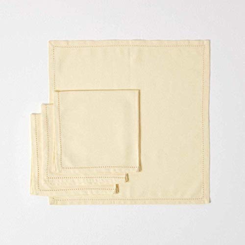 HOMESCAPES Stoffservietten Creme, 4er-Set Servietten mit Hohlsaum 45x45 cm, Tischservietten aus 100% Baumwolle, waschbar & wiederverwendbar – Ansicht 2