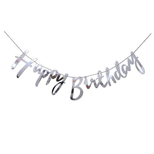 Regendeko Happy Birthday Glitter Girlande Dekoration Geburtstagsdeko Partydekorationen (Silber) Cover