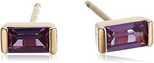 Amazon Collection Sterling Silver Baguette Cut Garnet Colored Cubic Zirconia Stud Earrings