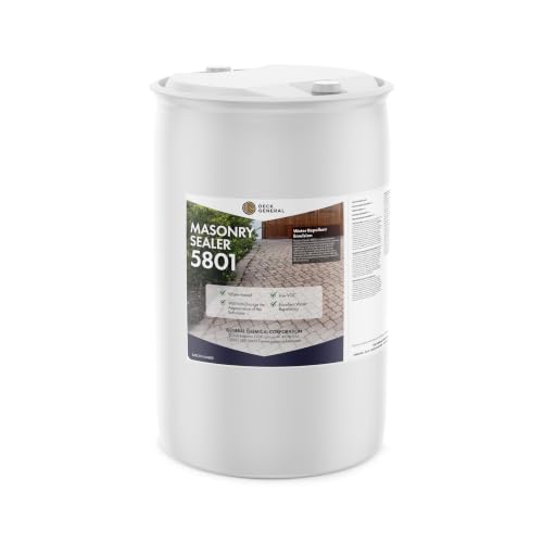 Image of DeckGeneral Masonry Sealer 5801 - Clear Concrete Sealant & Waterproof Sealer for Stone, Brick & Mortar - Silane Siloxane Coating for Driveways, Sidewalks, Patios & More (55 Gallon)