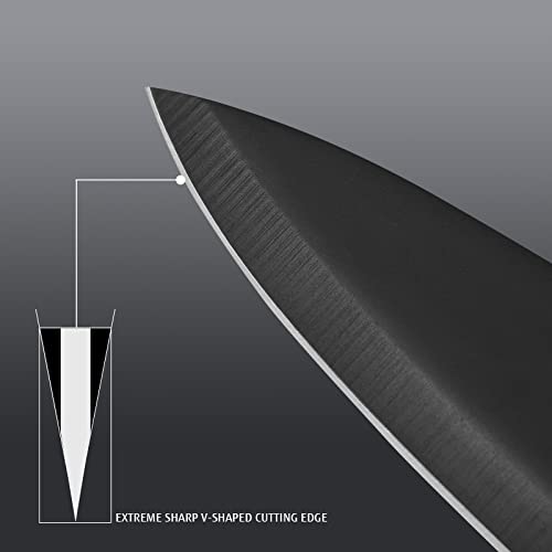 hecef Black Oxide Knife Set of 6 with Matching Blade Protective Sheath, Scratch Resistant & Rust Proof, Hard Stainless Steel Knives, Non Stick Black Colour Coating Blade