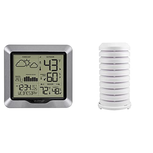 La Crosse Technology 308-1417 Forecast Station, Silver & 925-1418 Sensor Protection Shield with Mount