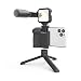 Produktbild DigiPower Vlogging Set Follow me mit LED-Videoleuchte + Mikrofon + Kameragriff mit Handy Halterung + Mini-Stativ, kompatibel mit Smartphones, für TikTok, YouTube, Live-Streaming und Meetings