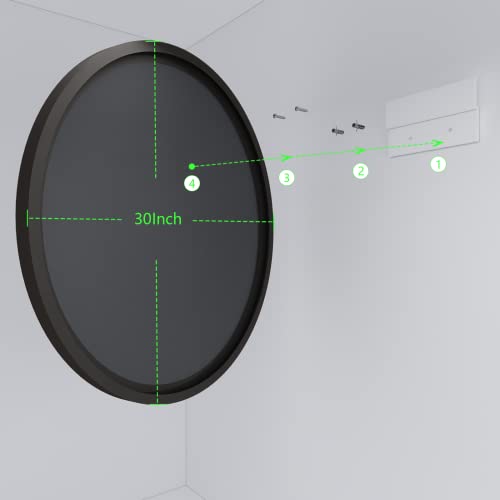 Vanlio Black Circle Mirror For Wall, 30 Inch Round Black Bathroom Mirror With Wavy Line, Matte Metal Framed Circle Mirror, Anti-Rust, Tempered Glass, Home Decor #TOP5