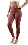 90 Degree By Reflex Ankle Length High Waist Power Flex Leggings - 7/8 Tummy Control Yoga Pants - Rustic Cognac - Small
