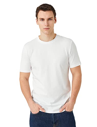 T-Shirt Basique Koton Manches Courtes Homme Col Rond Coton Confortable Coupe Droite