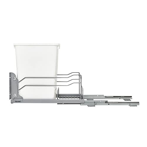 Caneca de basura rectangular blanca de acero 35 qt con deslizadores soft-close miniatura 6