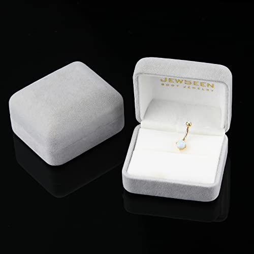 Jewseen 14K Gold Belly Button Rings Synthetic Opal Navel Rings Round Belly Rings Belly Barbell Navel Piercing Jewelry For Women Men #TOP4