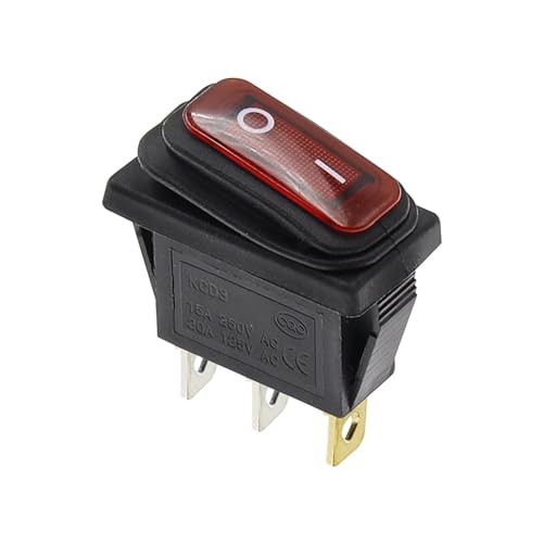 Interruptor basculante KCD3 DPST resistente y sellado con botón rojo de 3 pines 100 piezas
