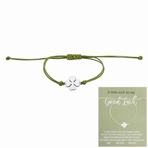 Image of Trifletopia Make a Wish Bracelet – Four Leaf Clover Charm Bracelet for Good Luck – Adjustable Friendship Bracelet for Women, Students, Exams, New Job – Thoughtful Good Luck Gifts and Lucky Charms