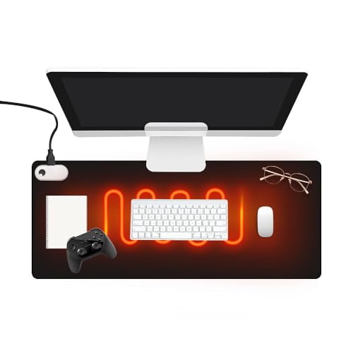 XPJBKC 80×33cm Heated Mouse Pad Office Decor-Mouse Pad Warm Desk Pad Electric Heating Pad with Digital Display & 3 Heating Levels & 3Hours Auto Shut-Off for PC Keyboard Laptop Office and Home Black
