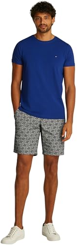 Tommy Hilfiger Herren T-Shirt Kurzarm Stretch Slim Fit Tee Rundhalsausschnitt, Blau (Wedge Blue), L