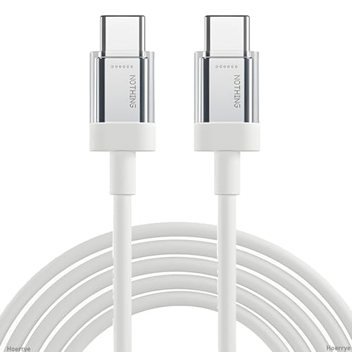 Image of Nothing Type C Cable for Phone 2a /Phone2 /Phone 1, 45W Rapidly Charging Laptop /Tablet /Smartphone /Pad /Gaming Console /Mobile and S24 ultra /15 Pro max /S23 USB-C to C Sync Data Transfer Speed Kable, White