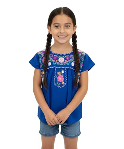 Image of unik Girls Cotton Embroidered Floral Blouse for Birthdays, Cultural Events, Cinco De Mayo