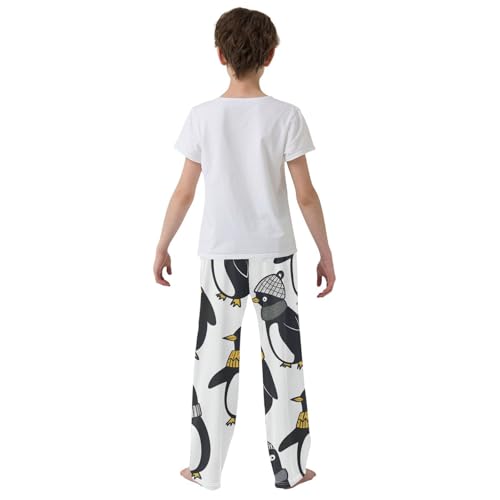 ZZXXB Winter Penguin Boys Long Pants Soft Trousers Elastic Waist Kids Lounge Bottoms with Pockets S-XL3