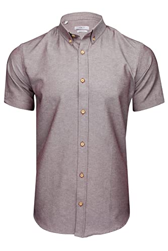 Chemise en chambray pour hommes à manches courtes coupe slim mode