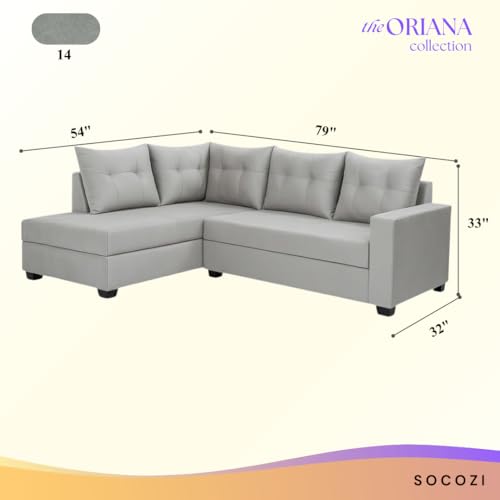 Image of SOCOZI Oriana 4 Seater LHS L Shape Sofa Set | Soft Velvet Suede Fabric | Modern Design | Plush Comfort Cushions for Living Room (Light Grey)