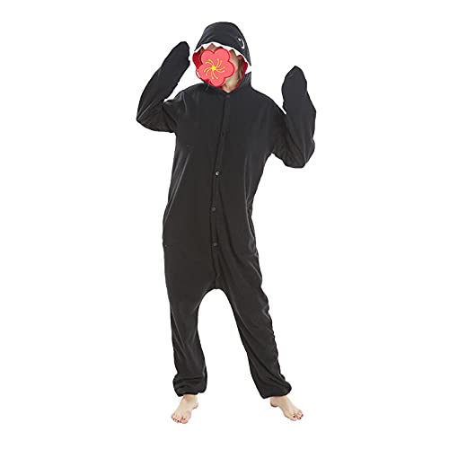 Adulte Costume Animaux pour Halloween Carnaval ou Spectacle de Noël Party Pyjamas Cosplay Combinaison Onesies Unisexe Winter Requin Noir XL Cover