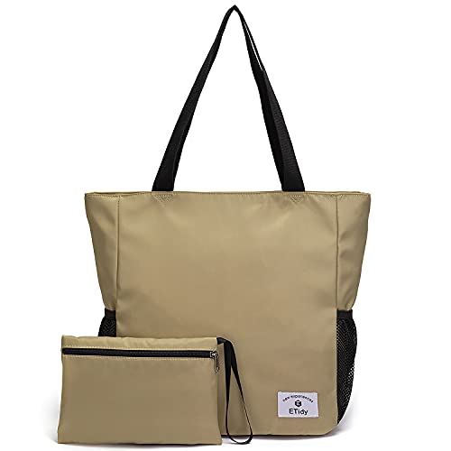 Image of ETidy Large Capacity Foldable Tote Bag With Zipper | Water-resistant, Lightweight, Sandproof, Beach Bag, Gym Bag, Travel Shopping Bag